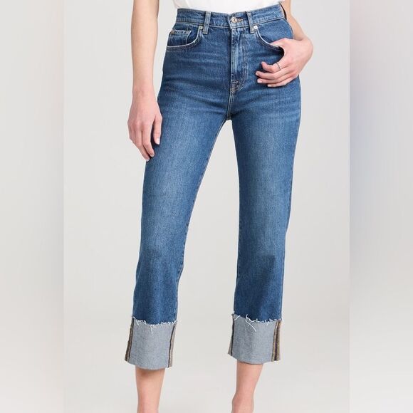 7ForAllMankind Logan Stovepipe Cuffed Jeans - Picture 1 of 9